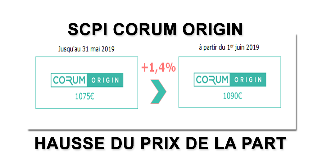 SCPI Corum Origin hausse du prix de la part au 1er juin 2019