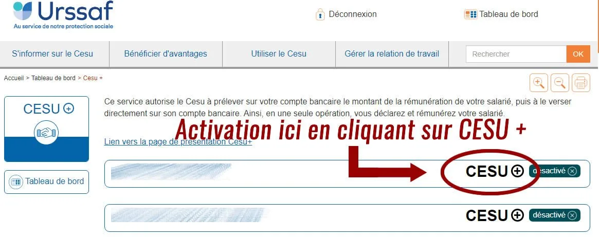 Activation du service CESU+