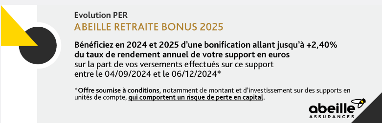 Bonus de rendement 2025 sur le fonds euros Evolution PER