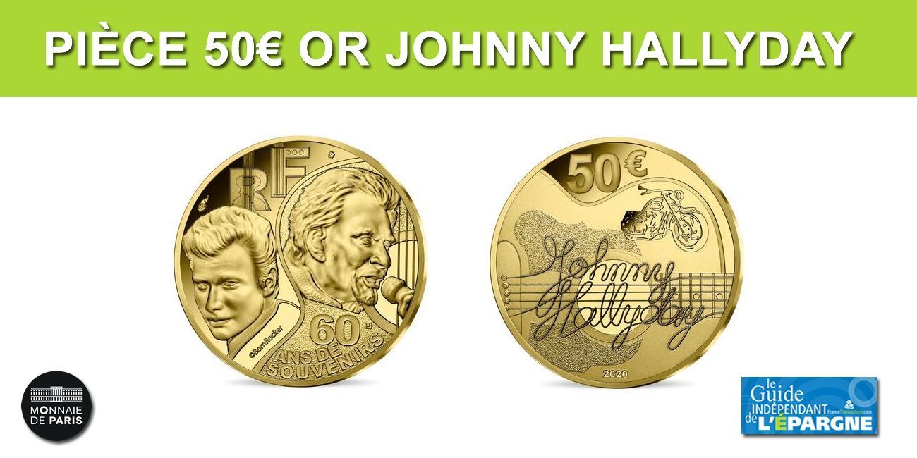 Pièce Monnaie de Paris en OR, Johnny Hallyday, valeur faciale 50€, tirage à 500 exemplaires Pièce Monnaie de Paris en OR, Johnny Hallyday, valeur faciale 50€, tirage à 500 exemplaires