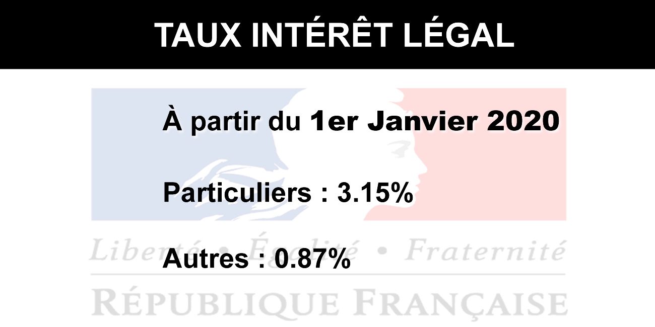 Taux d'intérêt légal au 1er janvier 2020 Taux d'intérêt légal au 1er janvier 2020