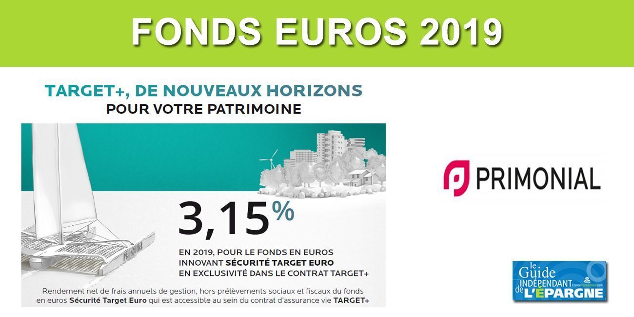 Assurance-Vie : Taux 2019 du fonds euros TARGET+ (Primonial) au-delà des 3% à 3.15%