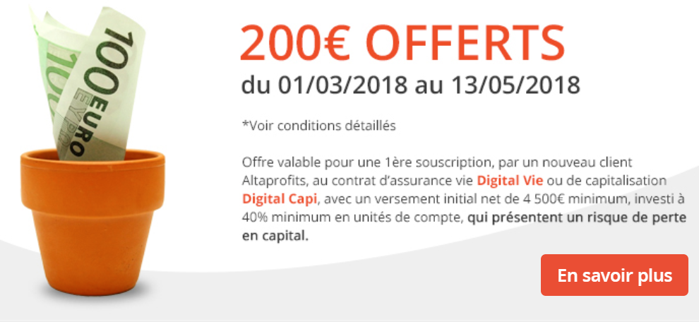 AltaProfits Digital Vie : 200€ offerts pour 4.500€ versés, à saisir avant le 13 mai 2018