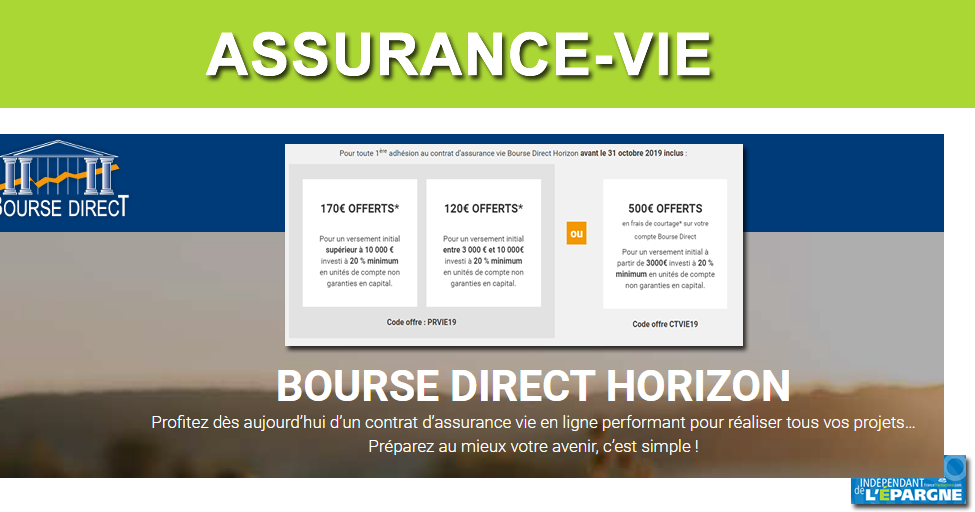 Assurance-Vie Bourse Direct Horizon : Offre De Bienvenue, De 120€ à 170 ...